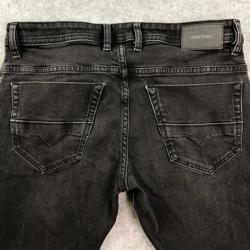 Diesel Thommer Mens Jeans 34x30 (fits 35x29) Black Slim Fit Mid Rise Denim
